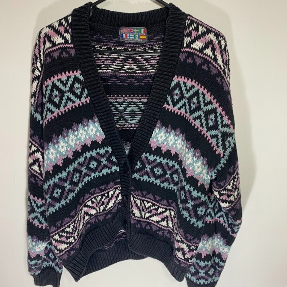 Vintage Paris Sport Club Cardigan Sweater